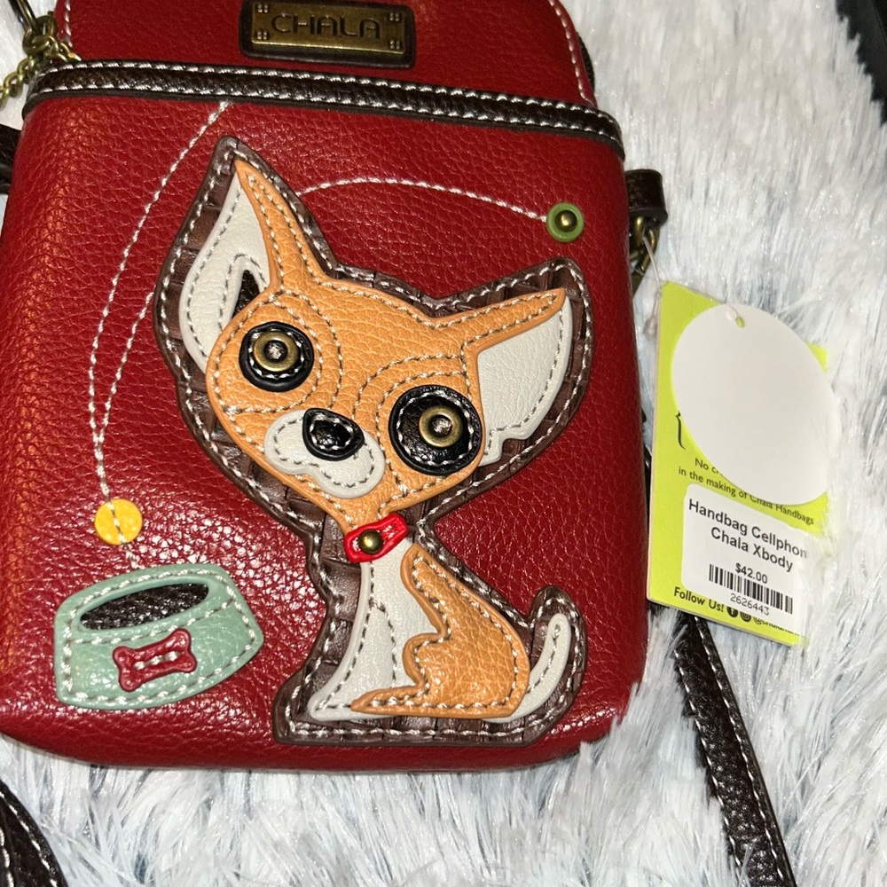 Chala Red Crossbody Bag with Dog Design - Picture 4 of 9
